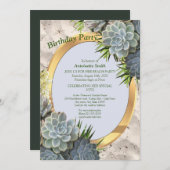 Sukkulente Farben blasser Blues Geburtstag Einladung (Vorne/Hinten)