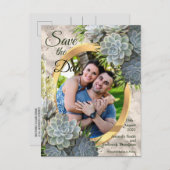 Sukkulente Farben blasser Blues Save the Date Ankündigungspostkarte (Vorne/Hinten)