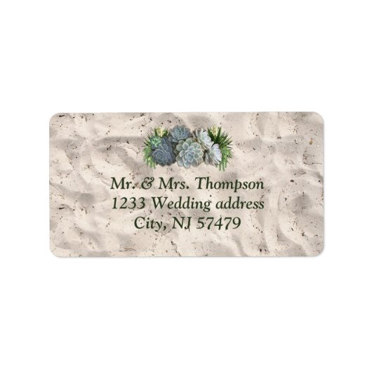 Sukkulente Farben der hellen Blues Hochzeitstempel Adressaufkleber (Vorne)