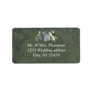 Sukkulente Farben der hellen Blues Hochzeitstempel Adressaufkleber