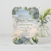 Sukkulente Farben des Brautparty der blassen Blues Einladung (Stehend Vorderseite)