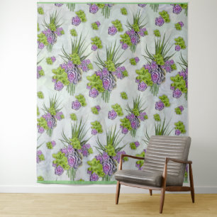 Sukkulente Farben von Sea Green & Lavender Töne Wandteppich