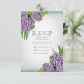 Sukkulente Farben von Sea Green, Violet RSVP Karte (Stehend Vorderseite)