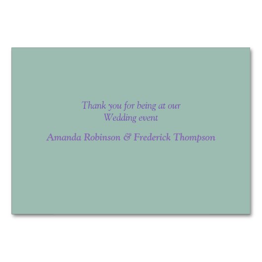 Sukkulente Farben von Sea Green, Violet-Tischkarte Tischnummer (Rückseite)