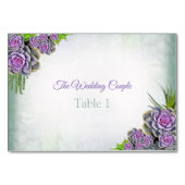 Sukkulente Farben von Sea Green, Violet-Tischkarte Tischnummer (Vorderseite)