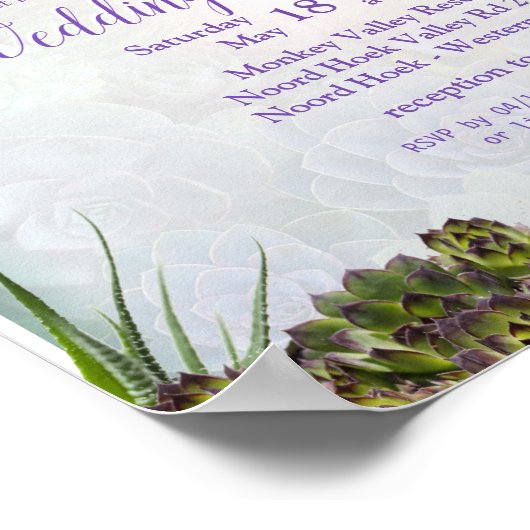 Sukkulente Gartenhues aus Meeresschaum & Lavendel Poster (Ecke)