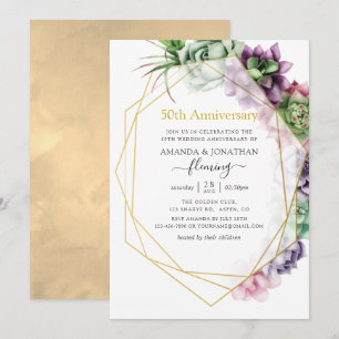 Sukkulente geometrische 50. Hochzeitstag Einladung