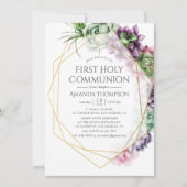 Sukkulente geometrische Erste Heilige Kommune Einladung (Vorderseite)