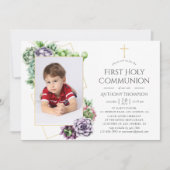 Sukkulente geometrische Erste Heilige Kommune Einladung (Vorderseite)