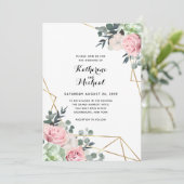Sukkulente geometrische Hochzeitseinladung Einladung (Stehend Vorderseite)