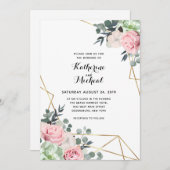 Sukkulente geometrische Hochzeitseinladung Einladung (Vorne/Hinten)