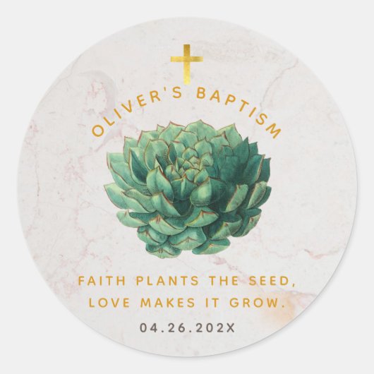 Sukkulente Gold Faith Pflanze die Samen Taufe Guns Runder Aufkleber (Vorderseite)