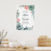 Sukkulente Grünpflanzen Blush Pink Hochzeitssymbol Poster (Küche)