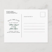 Sukkulente Grünpflanzen Weiße Rose Save the Date F Ankündigungspostkarte (Rückseite)