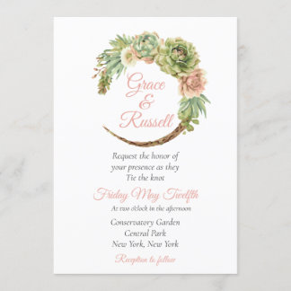 Sukkulente Hochzeit Einladung