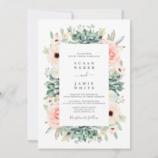 Sukkulente Hochzeit Einladung (Vorderseite)