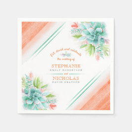 Sukkulente Hochzeit in Aquarellgrün Serviette