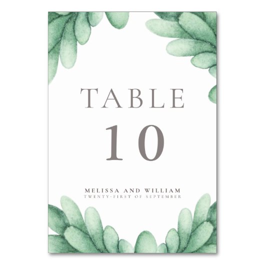 Sukkulente Hochzeit Tischnummer (Vorderseite)
