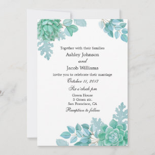 Sukkulente Hochzeitseinladung. Minze floral einlad Einladung