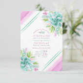 Sukkulente Hochzeitsgrün, rosa UAWG RSVP Karte (Stehend Vorderseite)