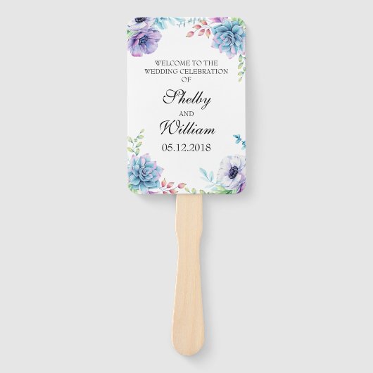 Sukkulente Hochzeitsprogramm Blume für Wasserfarbe Fächer (Vorderseite)