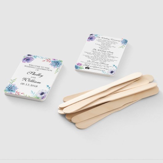 Sukkulente Hochzeitsprogramm Blume für Wasserfarbe Fächer (Non-assembled)