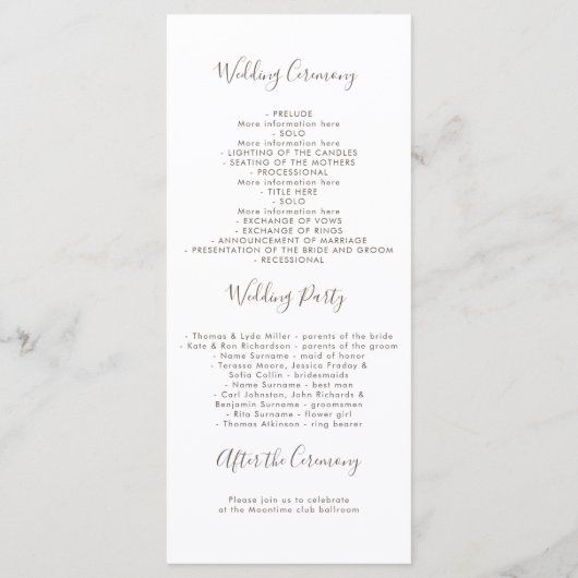 Sukkulente Hochzeitsprogramme Programm (Rückseite)