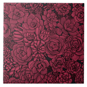 Sukkulente in Viva Magenta - Farbe des Jahres 2023 Fliese