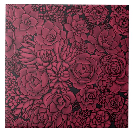 Sukkulente in Viva Magenta - Farbe des Jahres 2023 Fliese (Vorderseite)