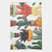 Sukkulente, Kakteen: niedliches Blumenmuster. Geschirrtuch (Vertikal)