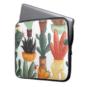 Sukkulente, Kakteen: niedliches Blumenmuster. Laptopschutzhülle (Vorderseite Links)