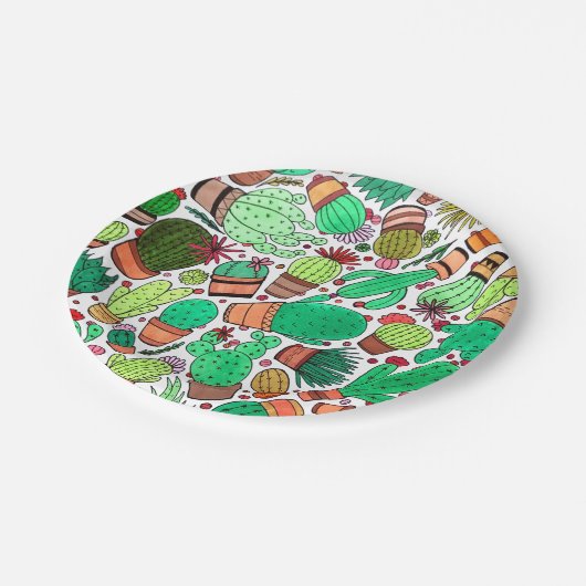 Sukkulente Kakteen Pflanze Cacti Garden Party Pappteller (Schrägansicht)