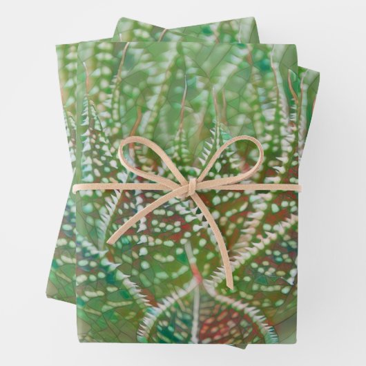 Sukkulente Kaktus Pflanze Grüne Glaskunst Geschenkpapier Set (Beispiel)