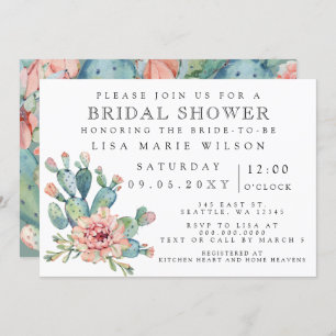 Sukkulente Kaktus Rose Bridal Dusche Einladung