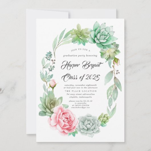 Sukkulente - Klasse des Abschlusses 2019 Einladung (Vorderseite)