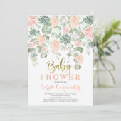 Sukkulente, Milzbrand-florale Babydusche Einladung (Stehend Vorderseite)