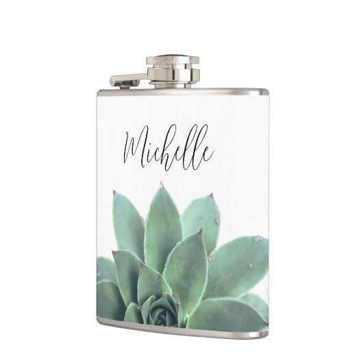 Sukkulente Monogram Wüstenkaktus Grün Botanisch Flachmann (Links)