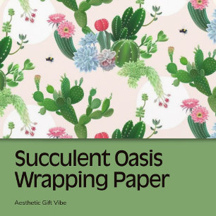 Sukkulente Oasis Wrapping Paper Sheets Geschenkpapier Set
