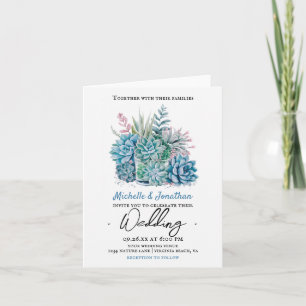 Sukkulente Pflanze Aquarellhochzeit Einladung