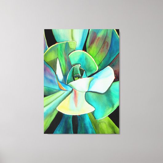 Sukkulente Pflanze Aquarellmalerei Leinwanddruck (Vorderseite)