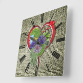 Sukkulente Pflanze im Herzen Quadratische Wanduhr (Winkel)