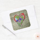 Sukkulente Pflanze im Herzen Quadratischer Aufkleber (Umschlag)