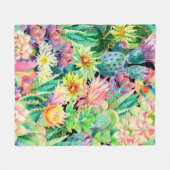 Sukkulente Pflanze und Kakteen-Gartenmuster Fleecedecke (Vorderseite (Horizontal))