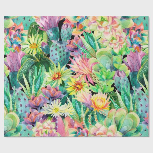 Sukkulente Pflanze und Kakteen-Gartenmuster Geschenkpapier (Flach)