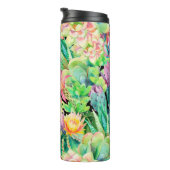 Sukkulente Pflanze und Kakteen-Gartenmuster Thermosbecher (Nach rechts gedreht)