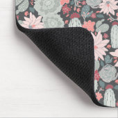 Sukkulente Pflanze und Kakteen im rosa Minzmuster Mousepad (Ecke)