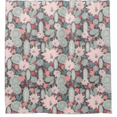 Sukkulente Pflanze und Kakteen in rosa Farbmuster Duschvorhang (Vorderseite)