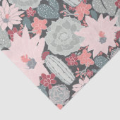 Sukkulente Pflanze und Kaktusmuster in rosa Grün Seidenpapier (Detail)