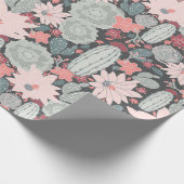 Sukkulente Pflanze und Kaktusmuster in rosa Minze Geschenkpapier (Ecke)