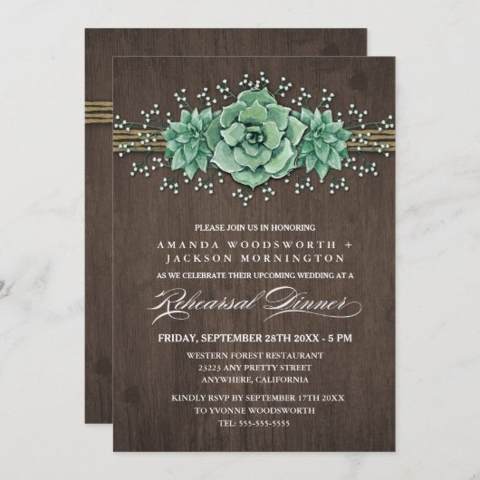 Sukkulente Probe Einladung (Vorne/Hinten)